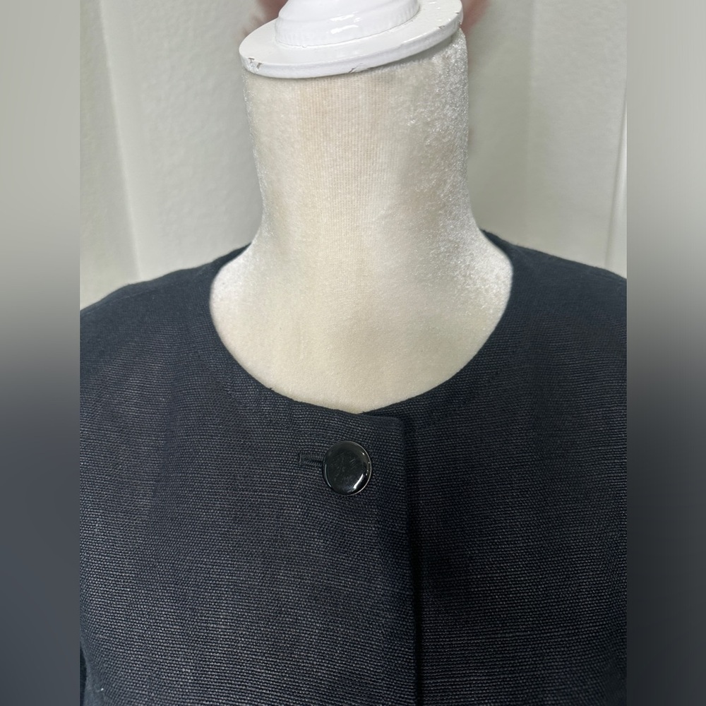 Talbots 100% Linen Collarless Button Down Black L… - image 3